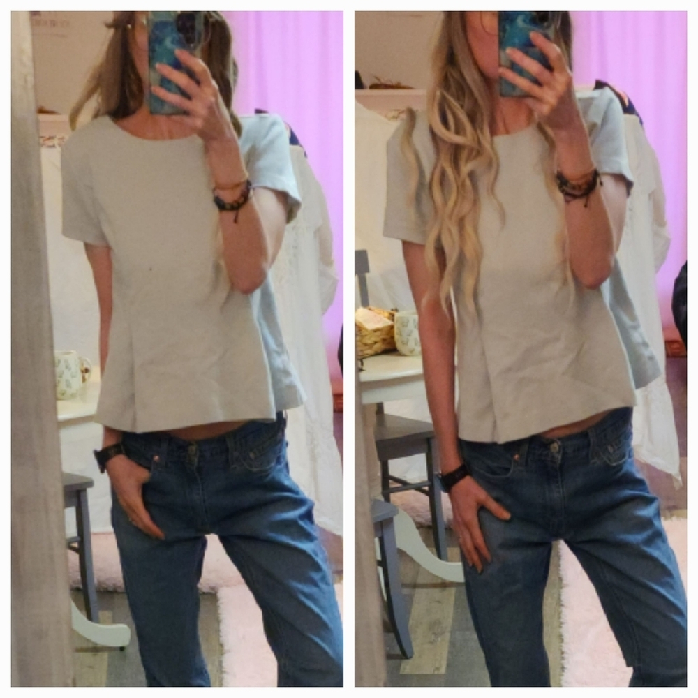 Ann Taylor Baby Blue Light Blue Ponte Knit Stretch Flare Peplum Top